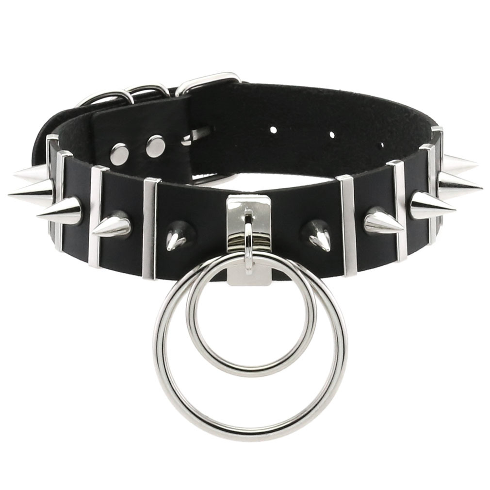 Women'S Emo Accessories - Duże kolce Choker skórzana obroża Metal