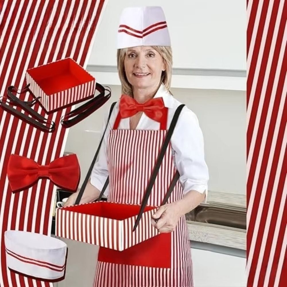 Women Kitchen Accessories - Fartuch z czapką do cosplayu kelnera
